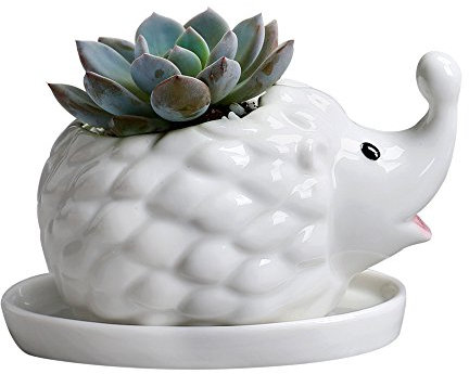 Gelive Hérisson en céramique Pot de fleurs artificielles Jardinière Pot de fleurs avec soucoupe Décor animaux * Mom Hedgehog