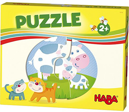 HABA 303762 - HABA-Lieblingsspiele – Puzzles Bauernhof , 6 Puzzles mit je 2 Teilen aus stabiler Pappe , Kinderpuzzle mit bunten Bauernhofmotiven , Spielzeug ab 2 Jahren