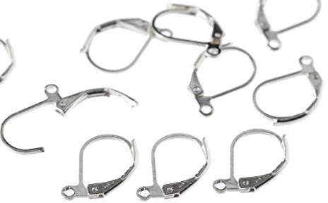 50 Brisuren Klappbrisuren Ohrhaken Farbe Silber Rohling Ohrringe 16mm mit Klappbügel (Silber #S014)