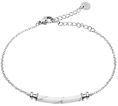 PAUL HEWITT Armkette Damen Starboard - Edelstahl Armband Damen mit Damen Schmuck Anhänger in Marmor-Optik (Silber White Marble)