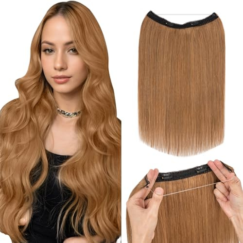 Extensions Echthaar mit transparenter Schnur, Silk-co Wire in ExtensionsHellbraun 70g, Secrets Hair Extensions, Unsichtbarem Haar Extensions Haarverlängerung für Frauen 50cm #06