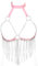 MAMOHSS Damen Leder-BHs, verstellbar, Taillengürtel, Körper, Quaste, Metallkette, Geschirr, Träger, Kostüm, Clubwear - Pink - Large
