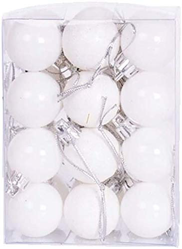 Yansanido 24 kleine Weihnachtskugeln 3 cm Ornamente bruchsicher Weihnachtsdekorationen Baumkugeln bunt Pastell Baumschmuck Anhänger weiß