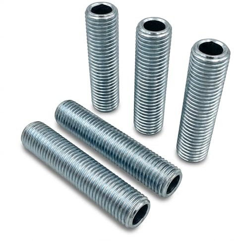 DC Voltage M10 Threaded Lamp Pipe 5 Pack 30mm Hollow Zinc Plated Steel Tube for Pendant Lights Ceiling Lamps Chandeliers DIY Lighting Fixture Repair All Thread Rod Connector Hardware