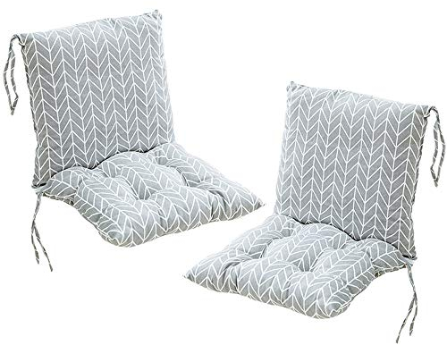 Deike Mild 2 Stück Stuhlkissen mit Rückenteil Sitz, Rückenkissen mit Bänder, Niedriglehner Auflage Polsterauflage Gartenstuhl (O,40x40cm)