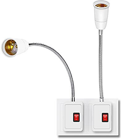 2 Pièces Porte E27 LED avec Interrupteur, Support De Lampe Convertisseur, Douille E27, Prise Murale, Lampe de Lecture pour Chambre Bureau