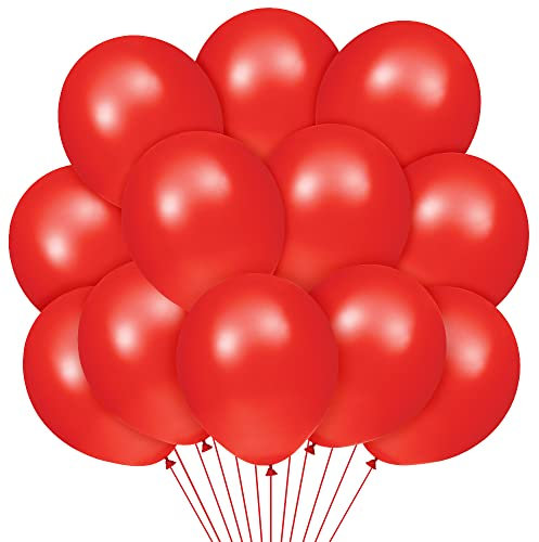 Luftballons Rot, 100 Stück 12 Zoll Rot Latex Ballons, Helium Luftballons für Hochzeit Geburtstag Valentinstag Babyparty Taufe Party Deko