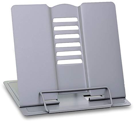 Supporto da lettura, portatile, multifunzione, in metallo, regolabile in 6 livelli, per cucina e ufficio, grigio