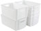 Sosody Plastic Freeze Stacking Storage Box, White Shelf Storage Basket Bin, Set of 6