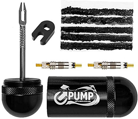 Upump Emergency Bicycle Tubeless Tyre Repair Kit - For Road and MTB Bikes Bar Ends or Storage Canister + 2 x Presta Valve Cores + Core Removal Tool (Handy Egg)