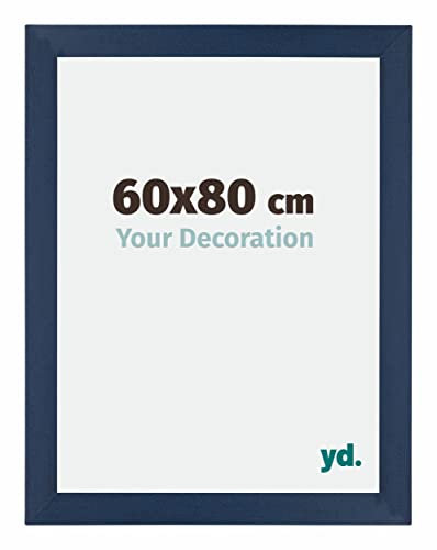 yd. Your Decoration - Bilderrahmen 60x80 cm - Dunkelblau Gewischt - Billderrahmen aus MDF mit Acrylglas - Antireflex - 60x80 Rahmen - Mura