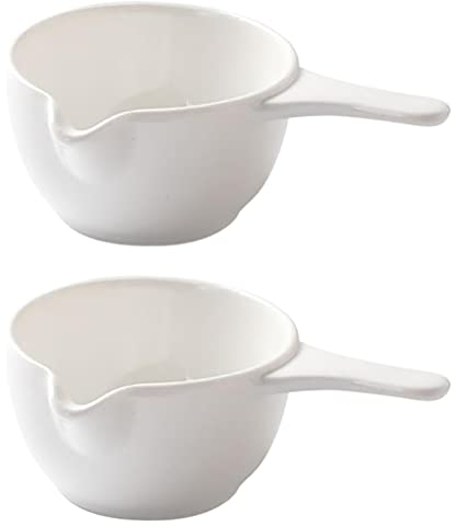 Cabilock 2Pcs Keramik Sauciere Sauce Krug Soße Schüssel Sauce Tauch Schüssel Porzellan Vorspeise Dessert Platte für Salat Soja Tomaten Sauce