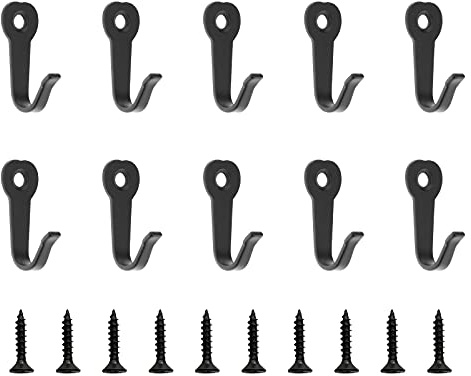 Cyleibe Coat Hooks, 10 Pcs Single Hanger Hook with Screws Metal Wall Mounted Hooks Robe Hooks Hangers Hanging Bedroom Clothes Hat Scarf Bag Key Bathroom Towel