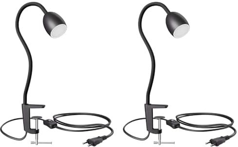 ledscom.de 2 Stück GU10 Klemmleuchte KLUK mit Schwanenhals, schwarz inkl. GU10, 3-Stufen-dimmbar, weiß, W