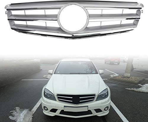 Bruce & Shark Auto Kühlergrill Chrome Front Stoßstange Kühlergrill Passend für Benz C Class W204 W/Emblem C300 C350 2008-2014
