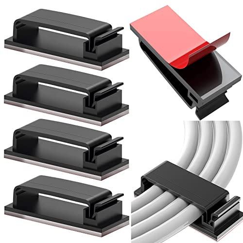 Vinabo 10 pezzi Autoadesivo Clip Cavo, Fermacavi Supporto Organizer la Gestione dei cavi,Clip per Cavi con Adesivo,Organizer a Clip per Cavo per TV, PC, Scrivania, Casa, Ufficio, Nero