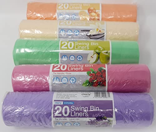 300 x 50L Tie Handle Fragranged Scented Swing Bin Liners 600x880mm (23x34) Vanilla Apple Orange Rose Lavander