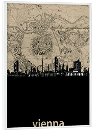 artboxONE Poster mit weißem Rahmen 18x13 cm Städte Vienna Skyline map - Bild Vienna Cities City