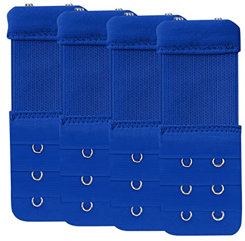 COLORFUL 4PCS BH Verlängerung Bra Extender Erweiterung Extension Damen Elastic Extender, 2 Hook 3 Rows Bra Extender Bra Band (01-Blau, One Size)