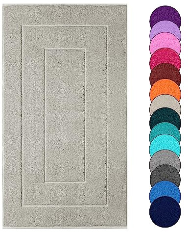 Lashuma Badvorleger Baumwolle 50x80 cm, London Badezimmerteppich Grau - Kiesel