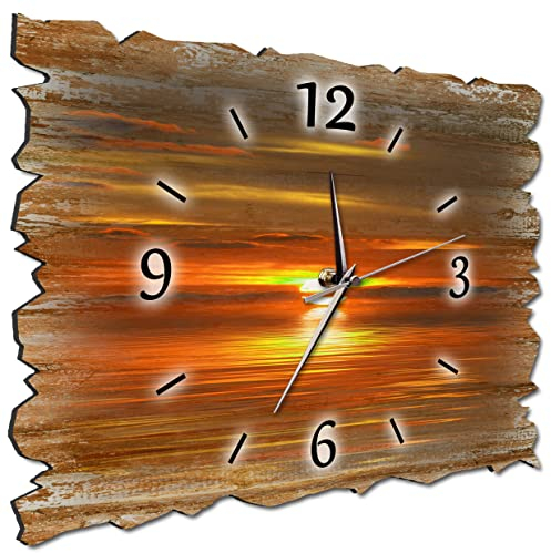 Bilder-Manufaktur BM Holz Funk Quarz Quarzwanduhr Wanduhr Funkwanduhr Funkwanduhren Funkuhr Funkuhren kein Ticken lautlos geräuschlos leise ohne Tickgeräusche groß XXL H3b-10237-funk