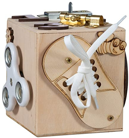 3toysm TIMEO Montessori Busy Wooden Activity Cube - Small