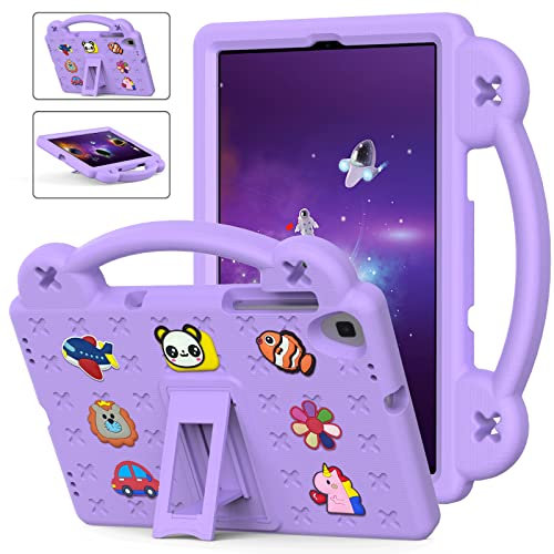 Tablet Case For Samsung Galaxy Tab A 10.1 Inch 2019 SM-T510/T515/T517 Kids Friendly DIY Cartton Doll with Kickstand Lightweight EVA Silicone Shockproof Cover Purple