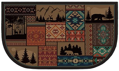 Demissle Fireplace Hearth Rug Fireplace Mats Cabin Southwestern Fireproof Fire Resistant Rug for Wood Stove Floor for Kitchen Indoor Outdoor(Classic,27 x 48 Inch)