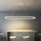 LED Büro Pendelleuchte Modern Ovales Desig Esstisch Hängeleuchte dimmbar mit Fernbedienung Pendellampe Hoehenverstellbar Deckenlampe für Büro Esstisch Arbeitszimmer (Weiß, L120cm/42W)