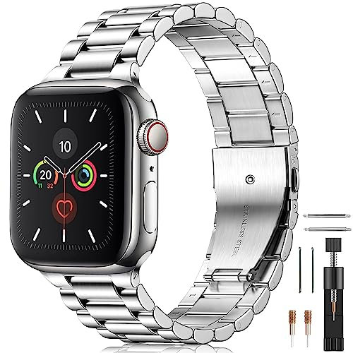 BolYel Compatible con Correa Apple Watch 49mm 46mm 45mm 44mm 42mm(Series 1 2 3) Metal de Acero Inoxidable Correas para Apple Watch Ultra2/Ultra Series 10 9 8 7 SE 6 5 4 3 2 1, Plata