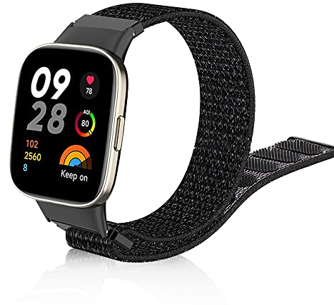 SeNool Nylon Armband Kompatibel mit Xiaomi Redmi Watch 3, [Weiches Nylon Sport Ersatzarmband] [Klettarmband] [Weiches, Atmungsaktives], Uhrenarmband für Xiaomi Redmi Watch 3 - Schwarz
