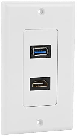 Dioche Prise HDMI et USB Murale, Panneau Mural Multimédia Intégré HDMI USB3.0 Deux en Un Prise Audio Vidéo