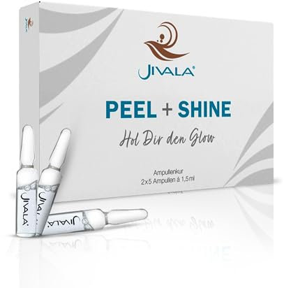 JIVALA Peel & Shine Ampullen Kur - 10 x 1,5 ml | AHA Peeling Gel mit Vitamin C | Sofortiger Glow in 5 Minuten | Peelt feine Falten & Flecken | Antioxidativ & feuchtigkeitsspendend | Für strahlende, eb