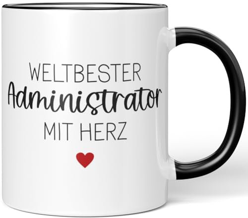 JUNIWORDS Tasse, Weltbester Administrator, Schwarz (6668302)