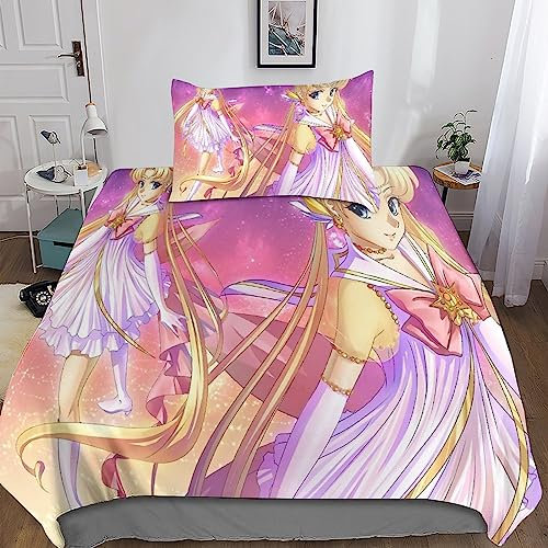 Sailor Moon Set Di Biancheria Da Letto Per Stampa 3D, Stampa Copripiumino Biancheria Da Letto Per Ragazzi E Ragazze Single（135x200cm）