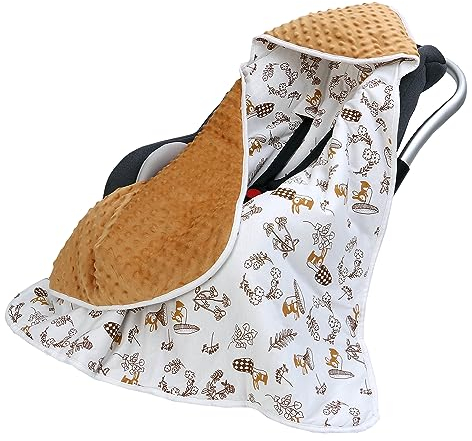 amo nenes Baby Einschlagdecke 100% Baumwolle, Universal Einschlagdecke Babyschale 90 x 90cm, Herbst-Winter-Babydecke (Hasenpilz)