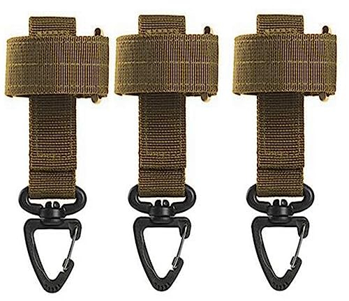 ACEXIER 3PCS Outdoor Keychain Taktische Gear Clip Keeper Pouch Gürtel Keychain Molle Gurtband Handschuhe Seil Halter Militär Molle Haken (Tan)