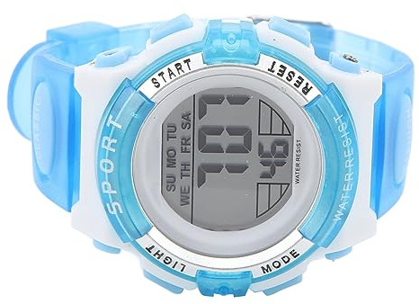 VGEBY Digitale Chronographenuhr, Mädchen-Studentin, Elektrisch, Wasserdicht, PU-Armband für Schwimmsport, mit Buntem Nachtlicht-Alarm