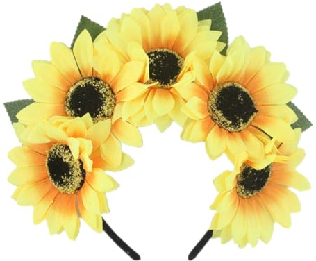 Beavorty Sonnenblumen-stirnband Luau-gastgeschenke Braut Blumenkranz Hawaiianische Haarblume Sonnenblumen-haarkranz Sonnenblumenkrone Sonnenblumen-haarband Urlaub Ausgabekarte Hochzeit