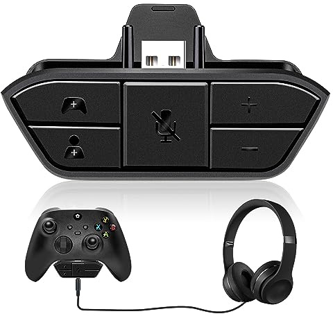 DIFCUL headset adapter for xbox one, Headset Audio Controller for Xbox One, Gamepad Controller Audio Adapter with Volume Control, 3.5mm Stereo Headset Audio Game Adapter for Xbox One