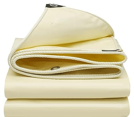 Plane Abdeckplane Wasserdicht 500g/m² PE Gewebeplane Mit Ösen Gartenplane Reißfest UV-stabilisiert Abwaschbar Mehrzweck Schutzplane Für Gartenmöbel Grill Pool Zeltunterlage Trampolin (Color : Beige A