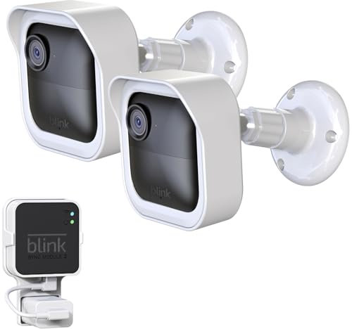 Blink Outdoor 4. Generation Kamerahalterung, 2 Stück, wetterfestes Gehäuse und 360 Grad verstellbare Halterung mit Sync-Modul-Halterung für Blink-Outdoor-Kamerasystem (weiß, Kameras nicht im