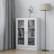 SECOLI Vitrinenschrank Vitrine Glasvitrine Standvitrine Sammlervitrine Bücherschrank Küchenschrank Hochschrank Wohnzimmerschrank Regal-Weiß -82.5 x 30.5 x 115 cm