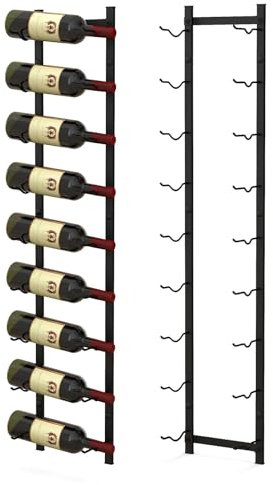 COSTWAY Weinregal Wand für 9 Weinflaschen, Flaschenhalter Metall, Flaschenregal Industrial, Aufbewahrungsregal schwarz