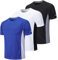 Gaiatiger 3 Pack Mens T Shirt Quick Dry Gym Shirts for Men Breathable Running Tops Moisture Wicking Sport Workout Short Sleeve Tops,20412-Black White Blue-XL
