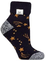 HEAT HOLDERS SOCKSHOP Damen Socken - Drehen Sie die Manschette um Sleep Lite, Warme, klobige Thermo-Bettsocken, Gemustert, 1 Paar Größe 37-42