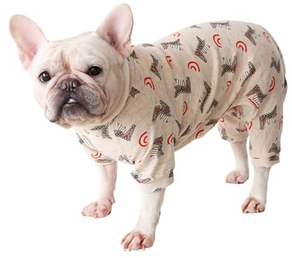 Fette Hundekleidung, weiche Baumwolle, Schlafanzug für französische Bulldogge, Mops, vierbeinig, Einteiler, Kostüm für Katzen, Welpen, kleine, mittelgroße Hunde, Größe L, Orange