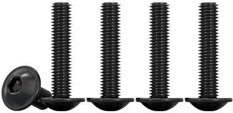 Drenky 20 Pcs Flanged Button Head Screws 304 Stainless Steel Black Pan Head Screws M6 X 30mm Fully Thread Machine Screws with Flat Head, Rustproof, Rounded Head Screws with Flange And Hexagon