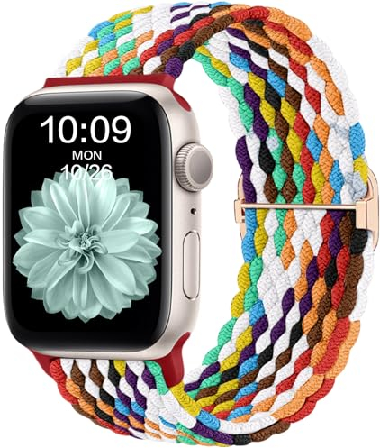 CeMiKa Bracelet Tressé Compatible avec Apple Watch Bracelet 42mm 44mm 45mm 46mm 49mm, élastique Stretch Alternative Sport Strap pour iwatch Series 10 9 8 7 6 5 4 3 SE Ultra 2 1, Femme Homme