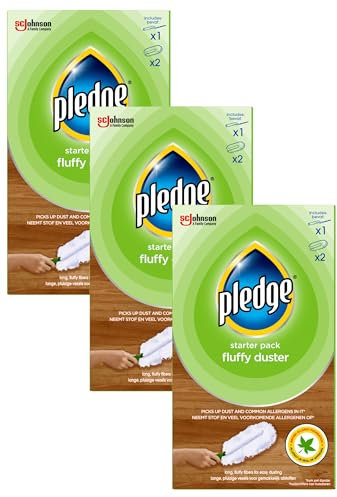 Pledge Fluffy Duster Starter Pack Including 1 Handle and 2 Refills (Pack of 3)